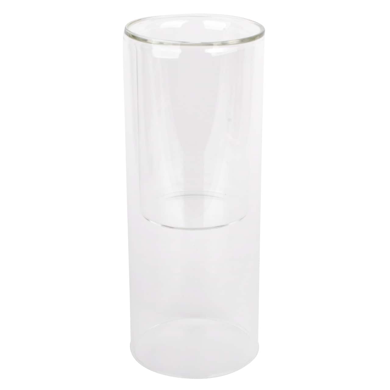8" Clear Glass Dual Cylinder Candle Holder by Ashland®